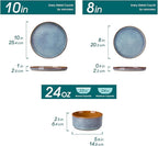 vancasso ONION Ceramic Dinnerware Sets, 12 Pieces Stoneware Plates and Bowls Sets for 4, Reactive Glaze Dishes Set for Kitchen, Dishwasher and Microwave Safe, Blue