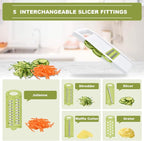 NACOLUS 5 in 1 Mandoline Slicer Vegetable Slicer Mandolin Multi Blade Potato Veggie Slicer Vegetable Cutter Julienne Shredder Potato Slicer Green