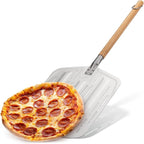 Hans Grill Pizza Peel PRO | Made for XL Pizza 12 inch + | Professional Restaurant Grade Perforated Metal Non-Stick Paddle for launching, turning and retrieving pizzas (Peel Pro) (Grey)