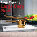 PriorityChef Large 15oz Potato Ricer With 3 Discs, Heavy Duty Stainless Steel Potato Ricer for Mashed Potatoes, Potato Masher, Press and Ricer Kitchen Tool, Gold Steel Black Silicone