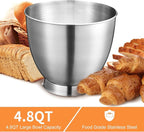 Geek Chef Electric Stand Mixer, 4.8QT 12 Speeds Tilt-head Food Mixer with Dough Hook, Whisk, Beater, Bowl, Rotary Knob for Home Kitchen Use, Silver White