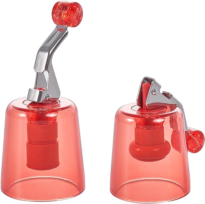 2-Pack Wine Stopper & Airtight Sealers Keep Wine Fresh - Reusable Leakproof Stoppers for Standard Red/White/Rosé Bottles, for Party, Bar, Home Kitchen, Decorative Gift (Transparent)
