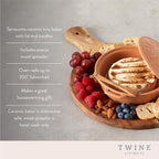 Twine Ceramic Brie Baker with Wood Spreader, Brie Baking Tools with Lid Bakeware Sets, Terra Cotta Ceramic, Kitchen Set of 1
