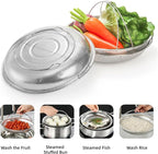 Cididu 3 Pack Steamer Basket for Cooking, Micro-Perforated Strainer Colander Set, Stainless Steel Vegetable Veggie Steamer Rack for Pot, All-In-One Steaming Rack Stand with Handles, Dishwasher Safe