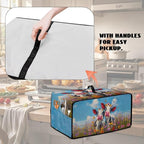 Cow Butterfly Flower Print Toaster Oven Cover, Dust-proof Heat-resistant Air Fryer Cover with Accessory Pockets, Kitchen Small Appliance Protector, (Small-14.5*18.46*9 inches)