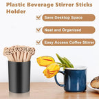 100 Pcs Soccer Coffee Stir Sticks and Holder Coffee Stirrers Wood 6 Inch Soccer Swizzle Sticks Tea Stirrers Disposable Round End Cocktail Stirrers Black Coffee Stirrers Holder for Soccer Party Favors