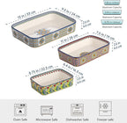 Casserole Dishes for Oven, Ceramic Baking Dishes Set of 3, Rectangular Lasagna Pans, Ceramic Bakeware Set for Baking, Roasting and Serving - Boho Style