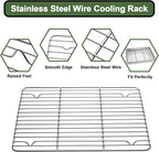 Baking Sheet Tray Cooling Rack with Silicone Mat Set, Stainless Steel Cookie Pan For Oven, Set of 9 (3 Sheets + 3 Racks Mats), Warp Resistant & Heavy Duty & Easy Clean, Grey