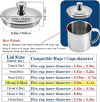 3.9Inch Universal Drink Covers, Stainless Steel Cover for Drinks, Coffee Mug Lid, Metal Travel Tumblers Mug Lid Replacement