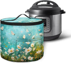 Butterfly Daisy Electric Pressure Cooker Insulation Bag Smooth Flat Surface Pressure Cooker Storage Bag with Handle and Pockets