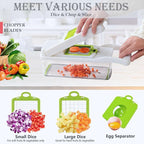 Dewpeton Pro-Series 16-in-1 Mandoline Slicer & Spiralizer, Veggie Chopper with Container for Onion Salad & More