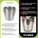 3 Pack Ice Buckets with Handles and Tongs, 3L Metal Beverage Tubs for Ice and Drinks, Wine and Champagne Chiller Buckets for Bar, Party, BBQ, Indoor Outdoor Use