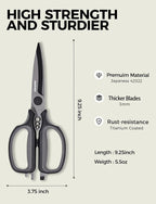 Heavy Duty Kitchen Shears, All Purpose Herb and Kitchen Scissors for food,Japanese 420J2 Stainless Steel,Titanium Coated, Detachable Blades and Soft TPR Handle,Dishwasher Safe
