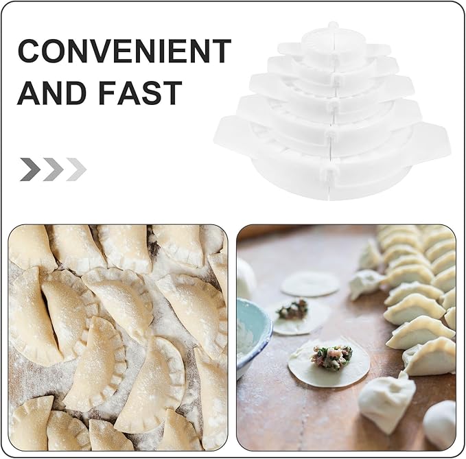 NUOBESTY 5pcs Plastic Dumpling Maker Mold Set with Turnover Press, Washable Ravioli and Wonton Wrapper Tool for Manual Dough Shaping, Kitchen Cooking Gadget for Home Use