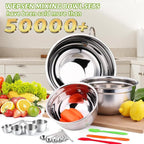 WEPSEN Mixing Bowls with Lid Set, 25PCS Kitchen Utensils Metal Bowl Stainless Steel Nesting Bowls, Measuring Cups and Spoons, Egg Whisk for Baking Prepping Cooking Serving Supplies
