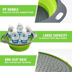 Collapsible Colander Set of 2, Folding Kitchen Strainers with Handles, Space-Saving Over-the-Sink Drainers for Pasta, Veggies & Fruit, BPA-Free, Dishwasher Safe, RV & Camping (Green)