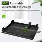 2-Tier Foldable Dish Drying Rack with Drainboard, Stainless Steel Large Capacity Kitchen Counter Organizer with Cup Holder, Utensil & Cutting Board Storage, No Assembly Required, Black
