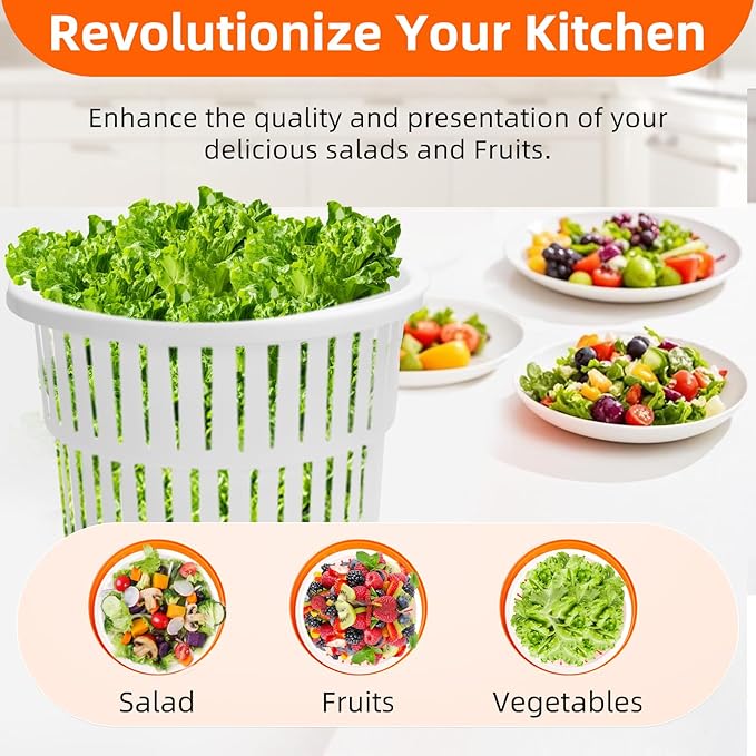 YBSVO 5-Gallon Commercial Salad Spinner – Heavy Duty Large Lettuce Dryer & Vegetable Washer – Manual Food Prep Spinner for Restaurants & Catering (BPA-Free, Holds 5-6 Heads)