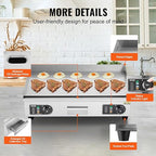 VEVOR Upgraded Commercial Electric Griddle, 2800W Stainless Steel Countertop Flat Top Grill, 26'' Griddle Grill with 2 Shovels and 2 Brushes, 122℉-572 ℉ Adjustable Temp, for Home Restaurant(No Plug)