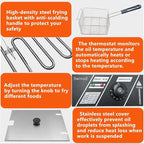Commercial Deep Fryer with Basket for Restaurant or Home Use, 3400W 12.7QT Detachable Large Capacity Stainless Steel Countertop Electric Oil Fryer with Temperature Control