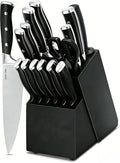 Knife Set, 15 Piece Premium Kitchen Knife Block Set, Razor-Sharp, High Carbon Stainless Steel Chef Knife, Ergonomic Forged Triple Rivet Handle, Black Sharp Knife Set for Kitchen, Dishwasher Safe