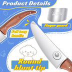 TIVOLI Kids Chef Knife Set with Finger Guard, 3-Piece Safety Stainless Steel Children's Cooking Knives for Cutting Fruits, Vegetables, Bread, Fun & Safe Kitchen Tool for Young Chefs