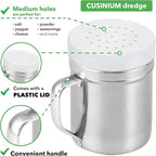CUSINIUM Metal Salt Pepper Cooking Dredge Shakers - With Handle - Seasonings Spice Shakers With Holes and Lids - 6 Ounce, 2pcs | Style: Medium