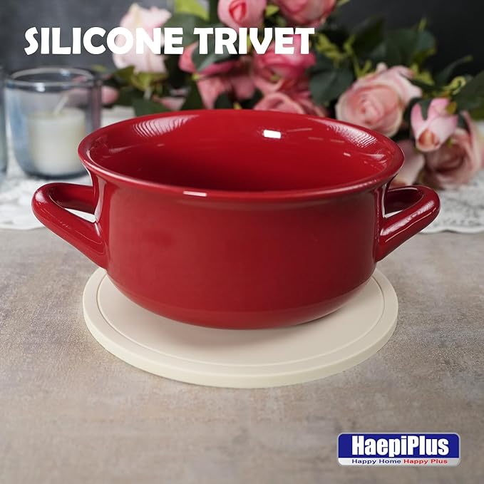 4 Pieces Silicone Trivet Mats, Pot Holders, Kitchen Tools, Heat Resistant Non-Slip Pads for Dishes, Bowls, Jar Opener, Easy to Wash and Dry Pan Cushions (Beige)