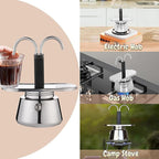 Stainless Steel Moka Pot,2 Cup Stovetop Double Spout Espresso Maker, Easy to operate, Making Coffee Quickly,100ML Moka Pot for Home Outdoor Camping
