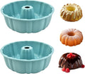 PADELE 2 Pack Silicone Cake Pan Nonstick,10 Inch, Silicone Cake Molds,Pound Cake Pan, Baking for Jello,Gelatin,Cake,Brownie and Bread (Blue+Blue)