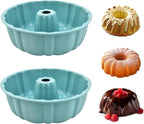 PADELE 2 Pack Silicone Cake Pan Nonstick,10 Inch, Silicone Cake Molds,Pound Cake Pan, Baking for Jello,Gelatin,Cake,Brownie and Bread (Blue+Blue)
