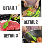 5pcs Kitchen Silicone Utensil Set Green Nonstick Baking Tools with Egg Whisk and Spatula Food-grade Silicone Cooking Gadgets for Mixing Scraping and Stirring