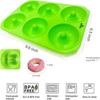 2PCS Silicone Donut Mold, 6 Holes BPA Free Donut Pan Baking Mold, Donut Pan for Baking Heat Resistant Doughnut Baking Pan Non-Stick Food Grade Silicone Doughnut Pan Set (Green)