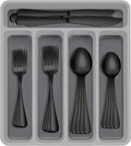 60-Piece Black Silverware Set with Organizer, AIVIKI Stainless Steel Flatware for 12, Cutlery Utensil Set for Home Restaurant, Tableware Includes Knife Fork Spoon Set, Mirror Polished