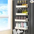 HuggieGems 4 Pack Magnetic Spice Rack Organizer for Refrigerator and Oven, Cream White Fridge Organizers and Storage for Kitchen