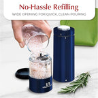 Electric Salt and Pepper Grinder Set - Battery Operated Stainless Steel Mill with Light (2 Mills) - Automatic One Handed Operation - Electronic Adjustable Shakers - Ceramic Grinders Blue