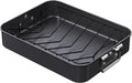 CHEFMADE Roasting Pan, 16-Inch Non-Stick Turkey Roaster Lasagna Pan with Rack - Rectangular Deep Dish Chicken Roaster Pan 16.3" x 12.52" x 3.11"(Black)