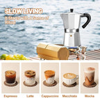 6 Cup Aluminum Espresso Stovetop Moka Pot Express Coffee Maker Percolator Italian Classic Mocha Coffee Machine for Italian and Cuban Cafe Brewing for Home & Camping 300ml 10oz