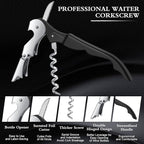 Waiter Corkscrew Wine Openers Heavy Duty Hinges Wine Key Bottle Opener All in One Double Hinged Waiter's Corkscrew with Foil Cutter Wine Tools for Bartenders Servers Sommelier (Black, 100 Pack)