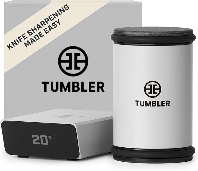 TUMBLER Pro Rolling Knife Sharpener™ - Knife Sharpening Made Easy - Ultimate Gift for Father's Day - Kit with Removable Disc System - 4-Layer Diamond Sharpening Disc & EdgeBoost Ceramic Disc (Grey)