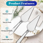 Eisinly Cake Pie Server Set for Wedding, Elegant Pizza Slicer Server Set with Stainless Steel Big Serrated Edges, Cake Cutter Pie Spatula for Birthday Anniversary, 2 Pcs, Silver