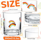 Skylety 2 Pcs Rainbow Icon Juice Glasses Gay Pride Gifts Drinking Cups Old Fashioned Stemless Wine Glasses 13.5 oz Whiskey Cocktail Coffee Mugs for Christmas Party Gift Decor