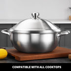 Delarlo Tri-Ply Stainless Steel 12 Inch Everyday Pan With Lid,kitchen everything pan, Chef's Pans,Induction Cooking Pot, 7.2QT Oven Safe Stock Pot, Up to 600℉