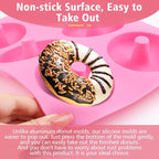 3 Pack Silicone Donut Pan, Non-stick Doughnut Molds for Baking, 6 Cavity Donut Maker Muffin Cupcake Bagel Making Tray (Pink, Orange, Green)