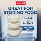 Bakken Master 12 Piece Plastic Nesting Bowls with Lids - Mixing Bowls Set includes 6 Prep Bowls and 6 Lids, BPA-Free, Reusable Meal Prep Containers, Microwave, Freezer & Dishwasher Safe, White Cream