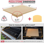 Unicook Pizza Stone for Oven and Grill, Rectangular Baking Pan 15 Inch x 12 Inch, Cordierite Large Cooking Oven Stone with Plastic Dough Scraper, Thermal Shock Resistant Pizza Pan