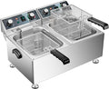 WaterElfo Deep Fryer Commercial Deep Fryers With Basket13Lx2 13.7Qt x 2 Thicken With Precise Temperature Control Timer Double Deep Fryer With 2 Baskets1800Wattsx2 120V Countertop Fryer Restaurant