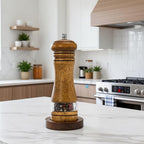 Wood Salt and Pepper Grinder, Salt Grinder and Pepper Mill, Oak Wood Shakers with Adjustable Ceramic Grinders (6″ - 1 Pack with Tray)