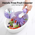 JOYMOOP Fruit Washer Spinner, Fruit Cleaner Spinner with Crank Handle, Hands-Free Fruit & Vegetable Washing Bowl, Manual Fruit Scrubber, No Electricity, Apricot Beige