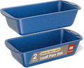 Nonstick Loaf Pan Set Pack of 2, 10.2" & 11" Large Baking Bread Pan, Oven Safe Up to 450°F, PFOA, PFOS, PTFE Free, Space Saving Stackable Design, Stain Resistant, Dishwasher Friendly, Blue Marble